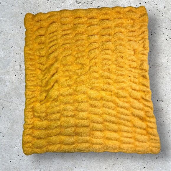 Minky Couture Yellow Gold Wavy Plush Baby Infant Stroller Blanket 34x28 - Picture 2 of 4